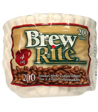 Brew Rite NA 4 Cup Coffee Basket Disposable Filters 200 ct