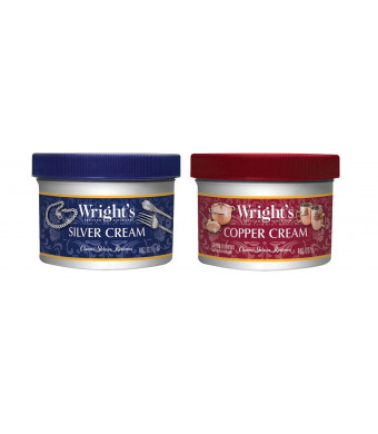 Wright's Silver and Copper Cream Cleaner and Polish - 8 Ounce Each - Ammonia Free - Premium Metal Polish Silver Copper Brass Chrome Porcelain and More