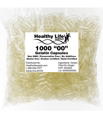 Empty Gelatin Capsules - 1000 Size"00" Bulk Wholesale