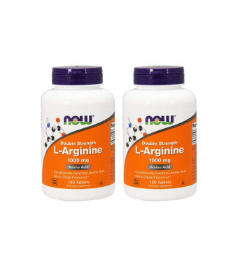 NOW Foods L-Arginine 1000mg, 120 Tablets (2 Pack)