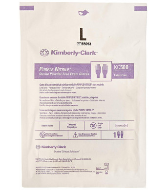 Kimberly Clark Safety 55093 Purple Nitrile Exam Glove, Sterile Pairs, Large (Pack of 50)