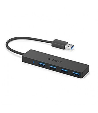 Anker 4-Port USB 3.0 Ultra Slim Data Hub for Macbook, Mac Pro/mini, iMac, Surface Pro, XPS, Notebook PC, USB Flash Drives, Mobile HDD, and More