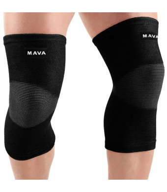 Mava Sports Knee Support Sleeves (Pair) for Joint Pain and Arthritis Relief, Improved Circulation Compression  Effective Support for Running, Jogging,Workout, Walking and Recovery