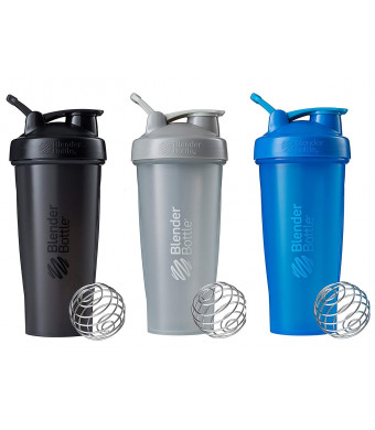 BlenderBottle Classic Loop Top Shaker Bottle 3-Pack, 28 oz, Colors may vary