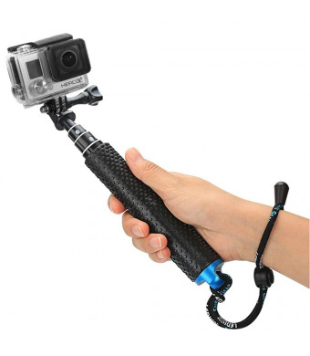 Foretoo Selfie Stick for GoPro,19Waterproof Hand Grip Adjustable Extension Monopod Pole for Gopro Hero 6 5 4 3+3 2 1 AKASO, Xiaomi Yi,SJCAM SJ4000 SJ5000 SJ6000 (with Wrist Strap and Screw)