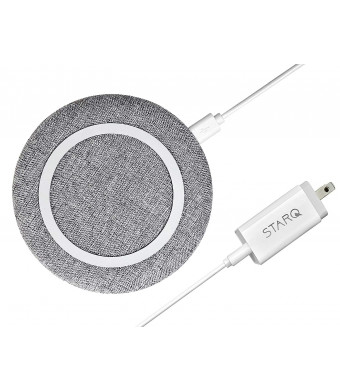 chargeONE | The Modern Fast Wireless Charger by Starq | Fabric Design |Compatible with iPhone X, 8, 8Plus, Samsung S9, and All Qi Enabled Devices. Includes QC 3.0 18W Quick Charger (Gray Stone)