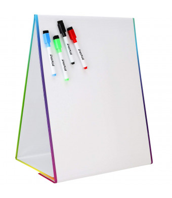 Tabletop Magnetic Easel and Whiteboard (2 Sides) Includes: 4 Dry Erase Markers. Drawing Art White Board Educational Kids Toy