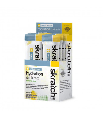 Skratch Labs: Wellness Hydration Drink Mix, Lemon and Lime, 8 Pack Single Serving Box (Oral Rehydration Solution, ORS, Vegan, Non-GMO, Gluten Free, Dairy Free, Kosher)