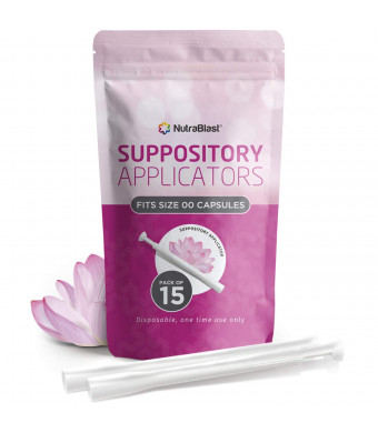 NutraBlast Disposable Vaginal Suppository Applicators (15-Pack) | Fits Most Brands, Pills, Tablets and Boric Acid Suppositories | Individually Wrapped