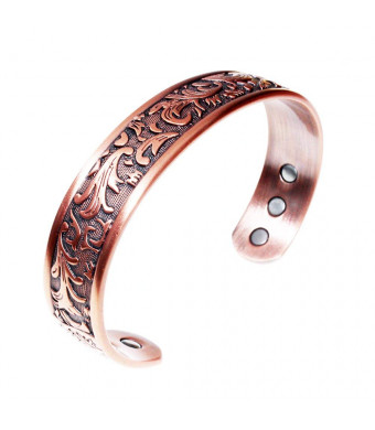 LONGRN Copper Bracelet Used for Arthritis - a Pure Copper Magnetic Bracelet with 6 Magnets for Men and Women to Effectively Relieve Joint Pain.