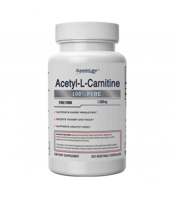 Superior Labs | Acetyl L-Carnitine 1000mg Maximum Absorption | Pure Vegetable Capsules | Zero Synthetic Additives | Superior Absorption