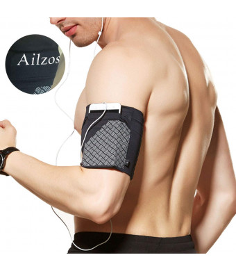 Ailzos Sports Running Armband,Lightweight Arm Band Strap Holder Pouch Comfortable Phone Armband Sleeve for Exercise Workout Fits iPhone X/8/7 Plus/7/6,Samsung Galaxy S9/S8/S7,Sony,LG HTC,(Black,M)