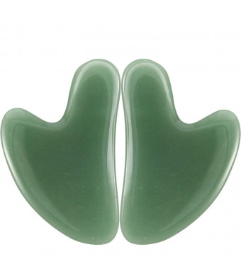 Boao 2 Pieces Jade Stone Guasha Board Massage Tool Gua Sha Scraping Massage Tools for Face and Body Caring