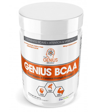 Genius BCAA Powder  Nootropic Amino Acids and Muscle Recovery Drink | Natural Vegan Energy BCAAs for Women and Men (Pre, Intra and Post Workout) | Natural Brain Boost and Focus Supplement, Grape Limeade,287