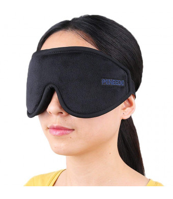 PeNeede 100% Blackout 3D Sleeping Eye Mask Contoured, Soft Memory Foam Molded Night Sleep Mask Eye Cover for Women/Men, Adjustable Comfort Blindfold Eye Shades for Nap/Migraine/Camping/Travel (Black)