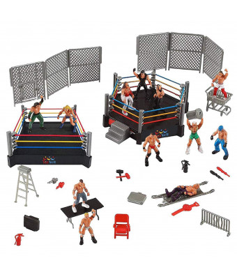 Ultimate 32-Piece Wrestling Playset for Kids | WWE Wrestler Warriors Toys with Ring and Realistic Accessories | Fun Miniature Fighting Action Figures | Includes 2 Rings | Idea