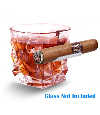 BORAVIS Whisky Cigar Glass Holder, Silver