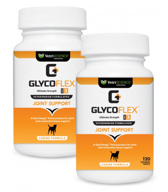 GlycoFlex 3 Hip and Joint Support for Dogs, 120 Chewable Tablets, 2 Pack