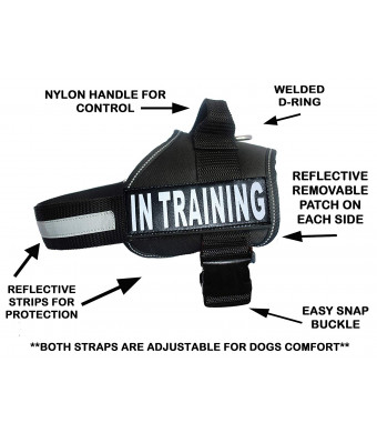 Service Dog Harness Vest Cool Comfort Nylon for Dogs Small Medium Large Girth, Purchase Comes with 2 in Training Reflective Patches. Please Measure Dog Before Ordering