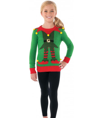 Rubie's Costume Green Elf Ugly Christmas Sweater Costume, One Color, Large