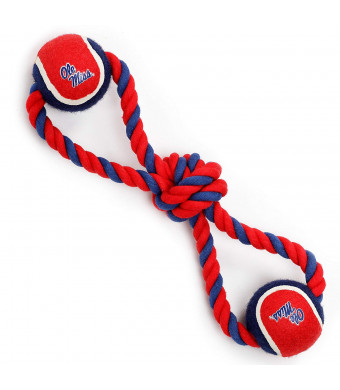 Pet Goods Manufacturing Mississippi Ole Miss Rebels Double Ball with Dog Toy Rope