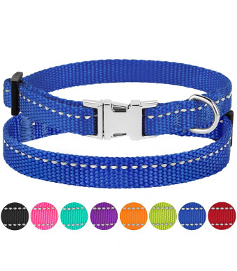 CollarDirect Reflective Dog Collar Buckle Adjustable Safety Nylon Collars Dogs Small Medium Large Pink Black Red Blue Purple Green Orange