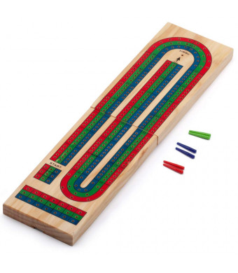 GSE Games and Sports Expert Classics 3-Track Color Coded Wooden Folding Cribbage Board