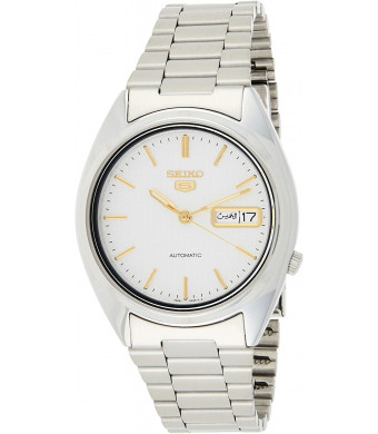 Seiko Men's SNXG47 Seiko 5 Automatic White Dial Stainless Steel Watch