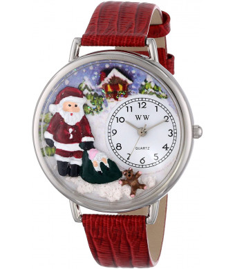 Whimsical Watches Unisex U1220009 Christmas Santa Claus Red Leather Watch