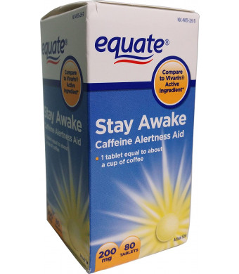 Equate Stay Awake Caffeine Alertness Aid, 80 Tablets, 200 mg