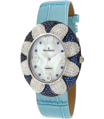 Peugeot Women's Swarovski Crystal Oval Watch with Matching Strap