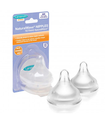 Lansinoh NaturalWave Bottle Nipples, Fast Flow, 2 count