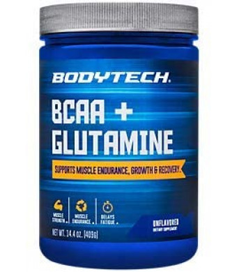 BCAA Glutamine Supports Muscle Endurance, Growth Recovery with Essential Amino Acids (14.01 Ounce Powder) by BodyTech