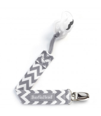 BooginHead Baby Newborn PaciGrip Pacifier Clip, Chevron Gray