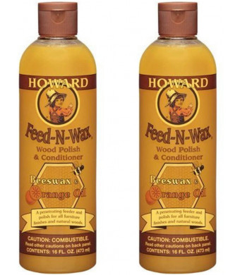 Howard Feed-n-Wax Wood Polish and Conditioner Beeswax Polish 16oz (2)