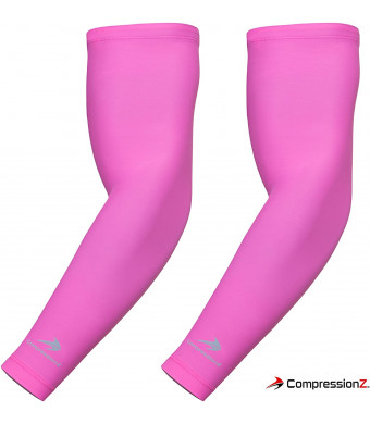 CompressionZ Compression Arm Sleeves for Men Women UV Protection Baseball Basketball Tennis Golf Elbow Sleeve Sports Arm Warmers Lymphedema