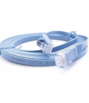 ACL 10 Feet RJ45 Ultra Premium 32AWG Cat6 (550 MHZ) Flat Ethernet Cable, Blue