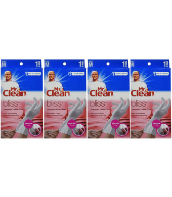 Mr. Clean 243033 Bliss Premium 1-pair Latex-free Gloves, Medium (4 Pack)