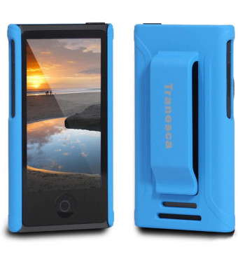 iPod Nano 7 case,Tranesca iPod Nano 7th and 8th Generation Rubber Cover Shell case with Belt Clip - Royal Blue