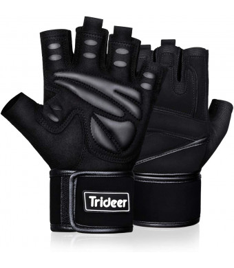 Trideer Padded Weight Lifting Gloves, Gym Gloves, Workout Gloves, Rowing Gloves, Exercise Gloves for Powerlifting, Fitness, Cross Training for Men and Women