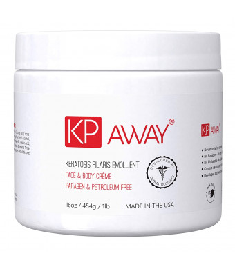 KPAway Keratosis Pilaris Treatment Emollient - Acid Free KP Cream, Lotion Made With Organic Coconut Oil, Baby Friendly, Paraben Free, For Rough and Bumpy Skin (16oz)