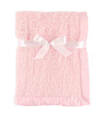 Hudson Baby Unisex Baby Sherpa Plush Blanket with Satin Binding, Pink, One Size