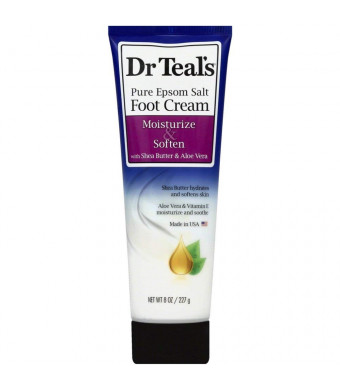 Dr Teal's Pure Epsom Salt Foot Cream by Dr Teal's Pure Epsom Salt Foot Cream with Shea Butter and Aloe Vera and Vitamin E 8 oz for Women