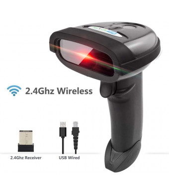 NETUM Wireless Barcode Scanner, 2 in 1 2.4G Wireless and USB Wired 1D Laser Barcode Reader Handheld Bar Code Reader Cordless Rechargeable Bar Code Scanner for Computer MAC Laptop NT-1698W