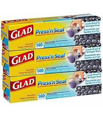 Mega Value Glad Press'n Seal, All Surface Cling Wrap, Leak-Proof and Airtight Seal, BPA Free, Total 420 sq ft