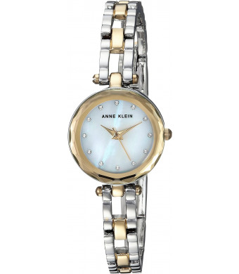 Anne Klein Women's Swarovski Crystal Accented Two-Tone Open Bracelet Watch