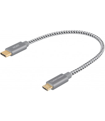 USB C to Micro USB OTG Cable, CableCreation 0.65 ft Type C Braided Cord, 480Mbps Compatible with MacBook (Pro), Galaxy S20, S20+,S8, S9, S10, Pixel 3 XL, 2 XL, Android Devices, 0.2M/ Space Gray