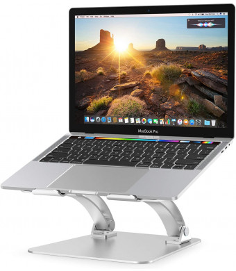 Nulaxy Laptop Stand, Ergonomic Height Angle Adjustable Computer Laptop Holder Compatible with MacBook, Air, Pro, Dell XPS, Samsung, Alienware All Laptops 10-17.3", Supports Up to 44 Lbs-Silver