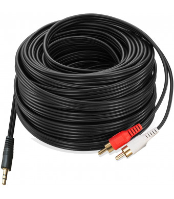 RCA Aux Audio Cable 30 Feet,Ruaeoda 3.5mm Aux to 2RCA Male Stereo Audio Y Cable