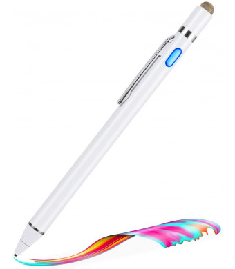 Evach Active Stylus Capacitive Digital Pen with 1.5mm Ultra Fine Tip Stylus for iPad, Drawing Stylus Pen Compatible for Apple Pencil/Samsung Pen on Touch Screens, White